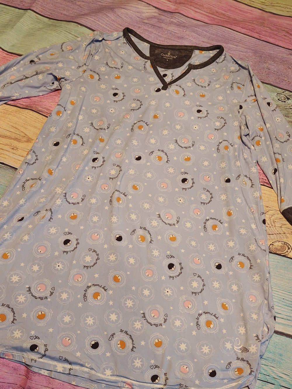 Cuddl Duds Large Nightgown with Star Moon Print #KJ64